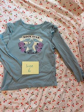 Garanimals Blue 'Rock Star Be Bold' Long Sleeve Tee with Purple Rose Graphic
